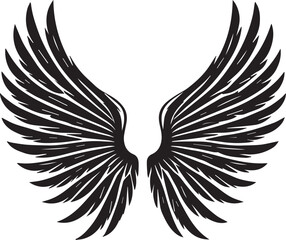 Obraz premium black wings vector illustration, wings silhouette vector, wings vector on white background