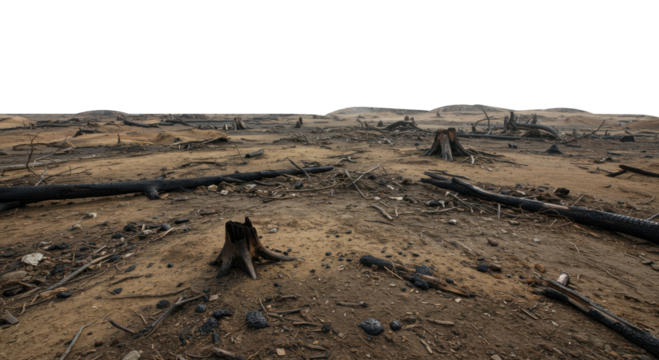 Deforestation landscape after environmental damage