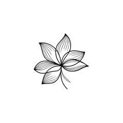 Minimalist Floral Line Art: Black Flower on White Background