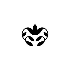 Minimalist Floral Heart Logo Design, Black & White, Elegant and Organic