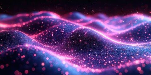 Digital Wave Background Abstract Mesh Technology Dynamic Blue Particles
