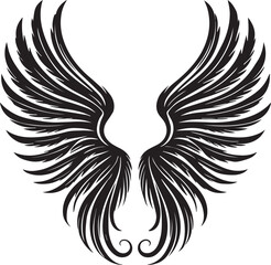 Fototapeta premium black wings vector illustration, wings silhouette vector, wings vector on white background