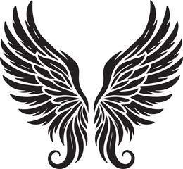 Fototapeta premium black wings vector illustration, wings silhouette vector, wings vector on white background