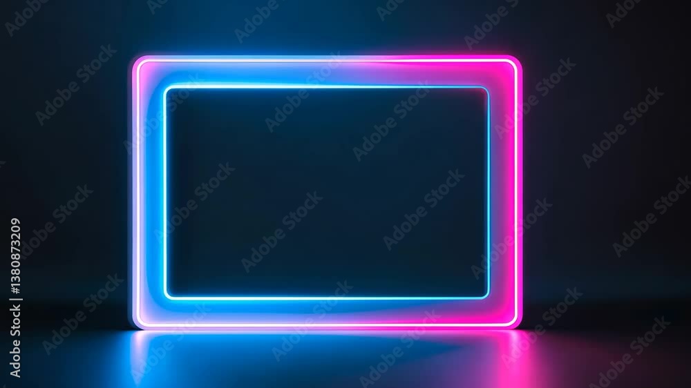 Poster electric frame. background with neon light. blurred gradient glowing rectangle on dark geometric abs