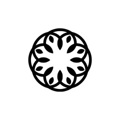 Minimalist Geometric Floral Mandala Logo in Black on White