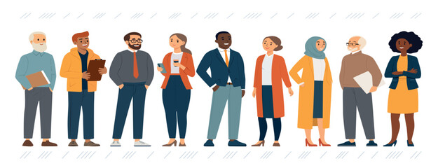 Diverse group of professionals engaging in conversation at a modern workplace setting during daytime