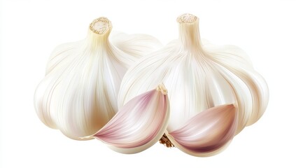Fresh garlic bulbs and cloves, close-up