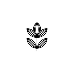 Simple Floral Icon: Minimalist Black Plant on White Background