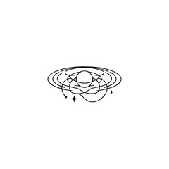 Minimalist Celestial Planet Illustration on White Background