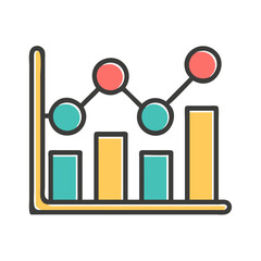 Colorful Bar Graph with Dots Icon