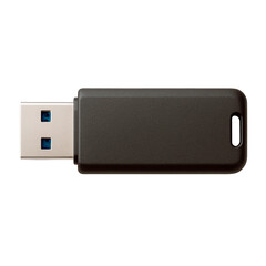 Black USB flash drive with a metal connector and blue contacts