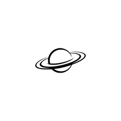 Minimalist Saturn Planet Icon: Black and White, Space Concept