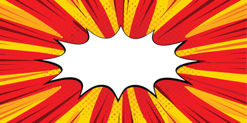Comic Book Style Burst Background with Blank Speech Bubble