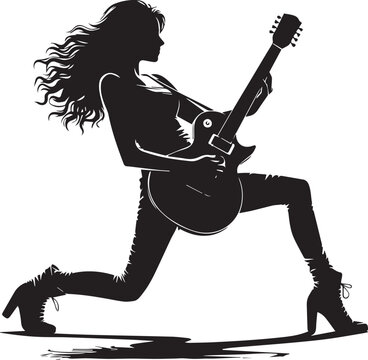 girl with electric guitar vector, girl with electric guitar silhouette vector, man with electric guitar vector illustration
