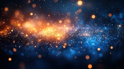 Fototapeta premium Ethereal Blue Glittering Background with Luxurious Deep Color Saturation and Twinkling Lights for Elegant Design