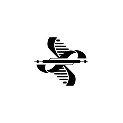 Obraz premium Abstract DNA Helix with Decorative Elements, Minimalist Black on White