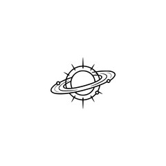 Minimalist Planet Illustration - Black Line Art on White