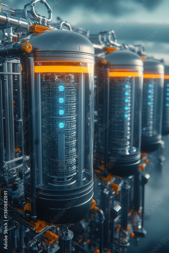 Poster a futuristic carbon capture system removing pollution in real-time.