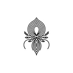 Elegant Black Line Art Floral Design on White Background