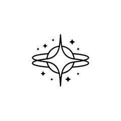 Elegant Celestial Logo: Star and Orbit Design, Minimalist Black and White © MatandSterre