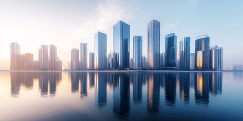 Obraz premium Modern cityscape skyline at sunrise