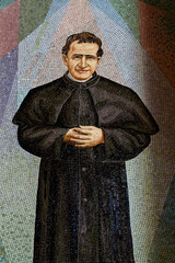 Mosaic of Saint John Bosco. Saint of the Roman Catholic Church.