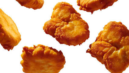 Crispy Chicken nuggets on a White Background