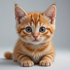 Obraz premium Adorable Ginger Kitten Posing Against a Neutral Background