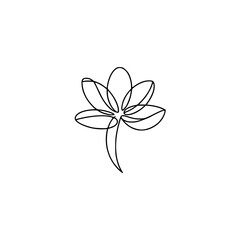 Minimalist Line Art Lotus Flower, Modern Botanical Illustration