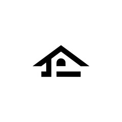 Modern Minimalist House Logo, Black & White Vector Icon