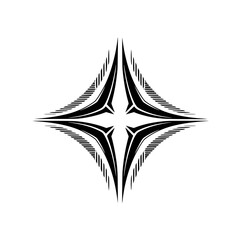 Geometric Starburst Vector Illustration, Black Lines on White