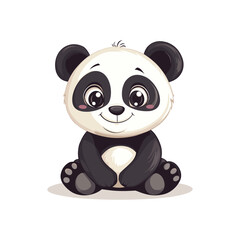 Fototapeta premium Cute Smiling Panda Vector Illustration. Adorable cartoon panda sitting with a joyful expression. Bright eyes and a gentle smile reflect happiness and charm. Vector illustration perfect for children