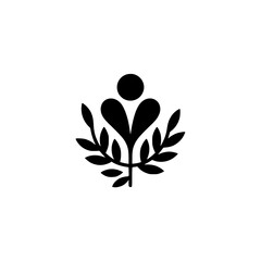 Minimalist Floral Emblem in Black and White