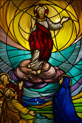 Stained glass of The resurrection of Jesus Christ. .