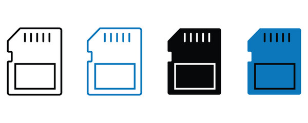 Sim card icon vector set, sim card icon vector set in outline and fill style isolated on white background.