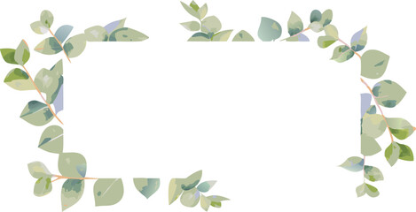 Obraz premium Elegant Greenery Frame Watercolor Leaves Border Design