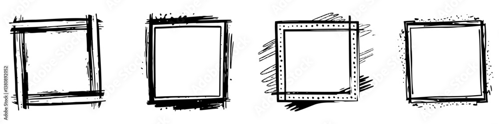 Poster grunge frame. set of empty hand drawn frames. frames in doodle style. vector illustration