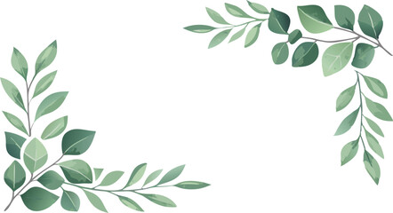 Elegant Greenery Frame Watercolor Leaves Botanical Border Design