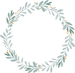 Elegant Watercolor Greenery Wreath Botanical Circle Frame Design