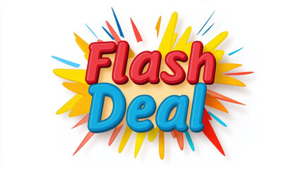 Bold and colorful Flash Deal graphic with dynamic bursts, perfect for promotions and sales events