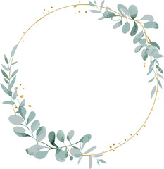 Fototapeta premium Elegant Gold Circular Floral Wreath Frame Design Element