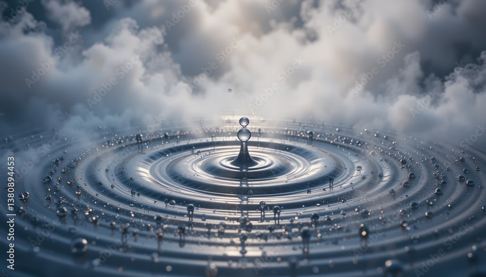Poster rippling water droplet event serene nature scene high-resolution content tranquil environment macro 