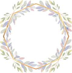 Fototapeta premium Elegant Watercolor Floral Hexagon Frame Border Design