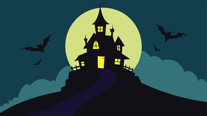 halloween background with haunted house