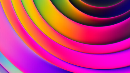 Vibrant wave of colors with smooth curved lines and soft neon futuristic gradients. Colorful radial dynamic layered curves in vibrant neon shades with energetic color flow and glowing modern aesthetic
