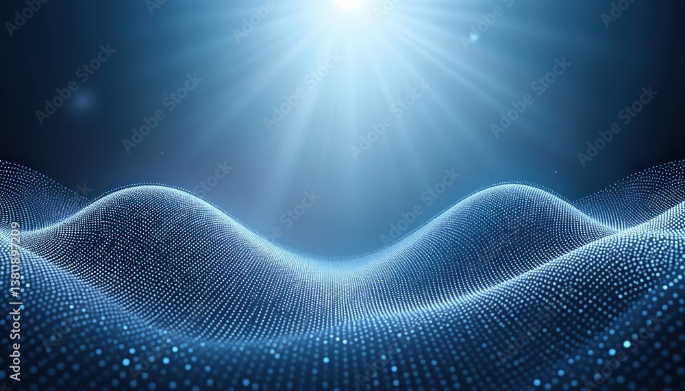 Aufkleber illuminated waves of data flowing virtual environment digital art futuristic perspective technology 