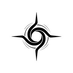 Abstract Swirl Icon: Minimalist Black Vortex Design on White Background