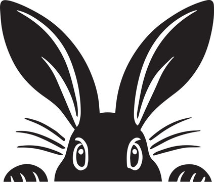 recommend clip art: black peeking rabbit head silhouette vector, peeking rabbit head vector illustration