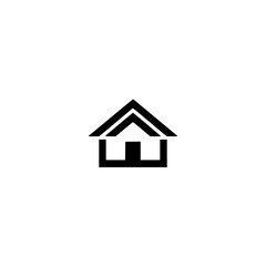 Minimalist Black House Icon on White Background