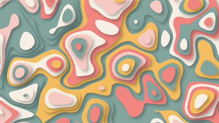 Abstract 3D multi layer paper cut geometric pattern topography background. Vector illustration.